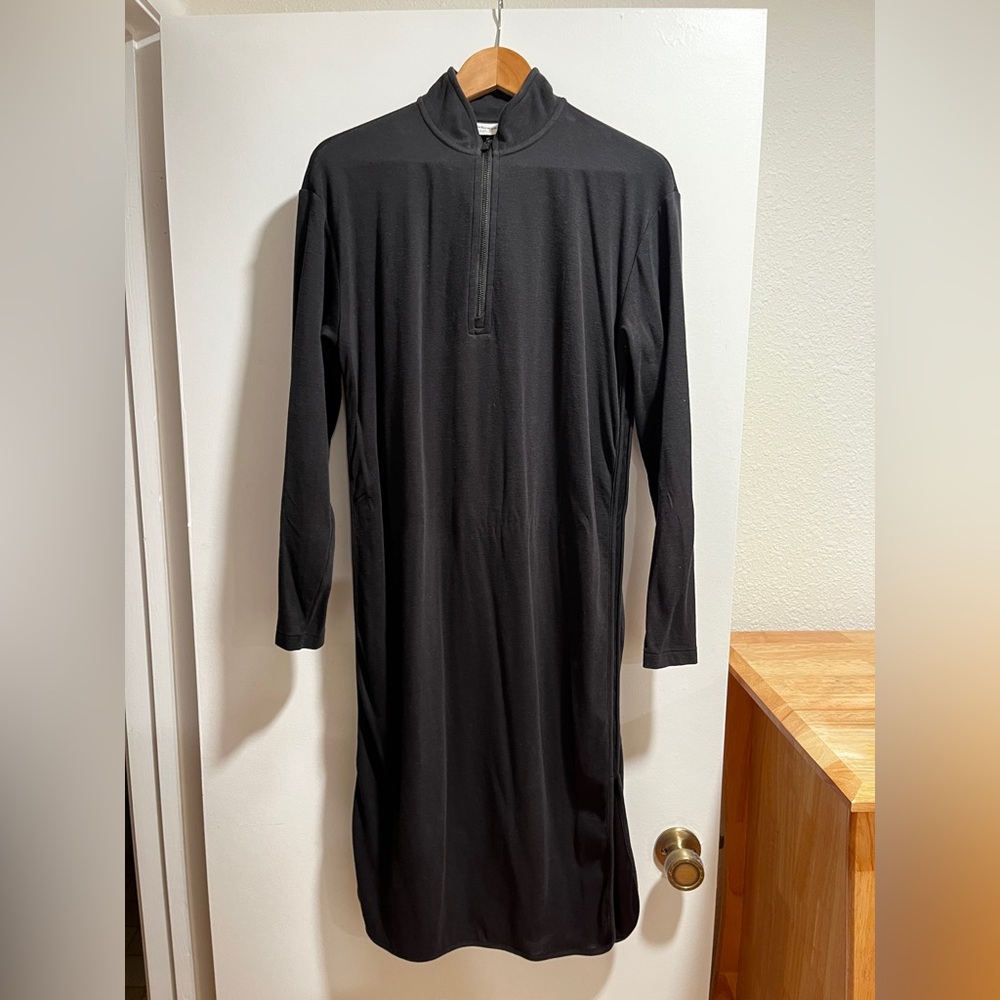 Icebreaker Women’s Merino Wool Blend Half Zip Dress Black Size Small